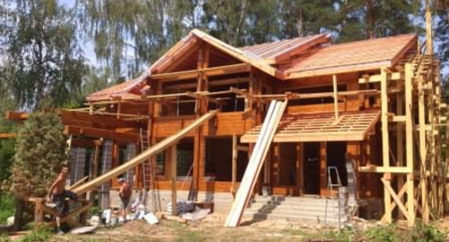 строительство элитного дома коттеджа виллы из дерева клееного бруса Villa-NATURE